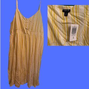 Torrid Maxi Challis Tiered Dress – Yellow & White Stripes, Size 6 (6X) NWT